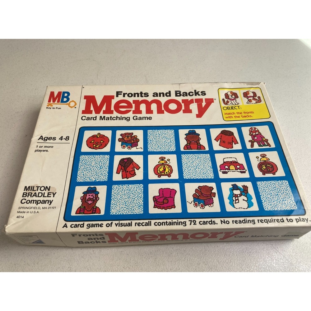 Fronts and Backs Memory Card Matching Game Milton Bradley 1980 COMPLETE